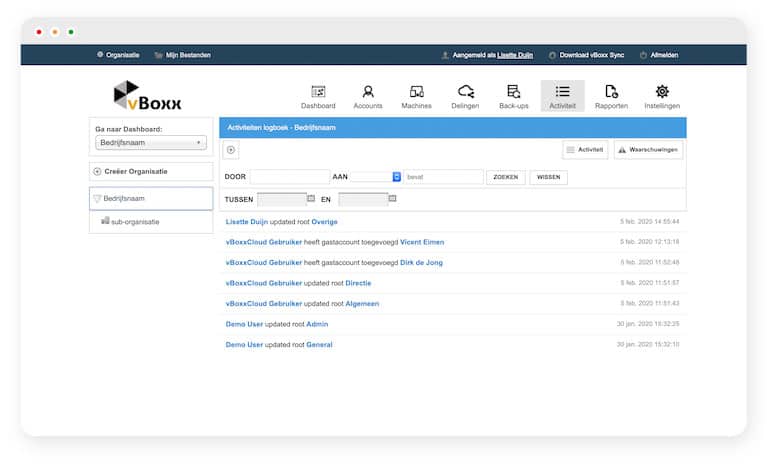 Overzicht van activiteiten in de cloud