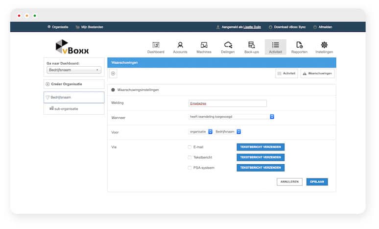 Maak meldingen aan voor belangrijke activiteiten in de cloud