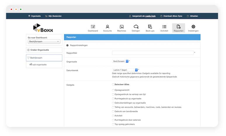 Rapport van de activiteiten in de cloud