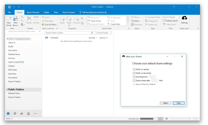 Installeer de vBoxxCloud Outlook pluginen deel grote bijlagen