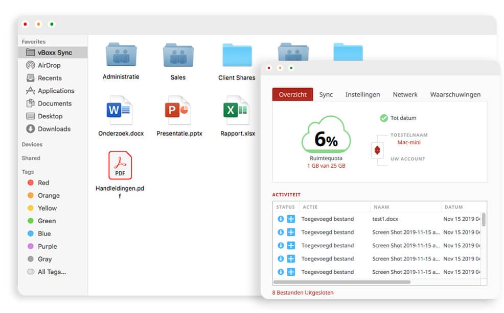Synchroniseer documenten naar uw desktop met de vBoxx Sync Tool (Windows, Mac, Outlook