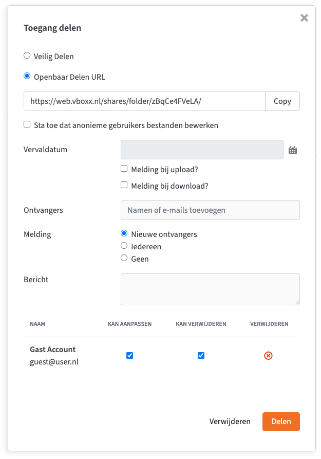 Instellingen veilig online documenten delen in een Nederlandse cloud